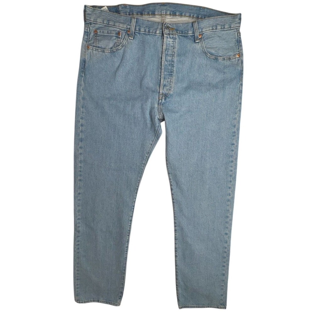 Levis 501 Original Jeans Stretch Denim Light Indigo Irregular Mens 40X38 New